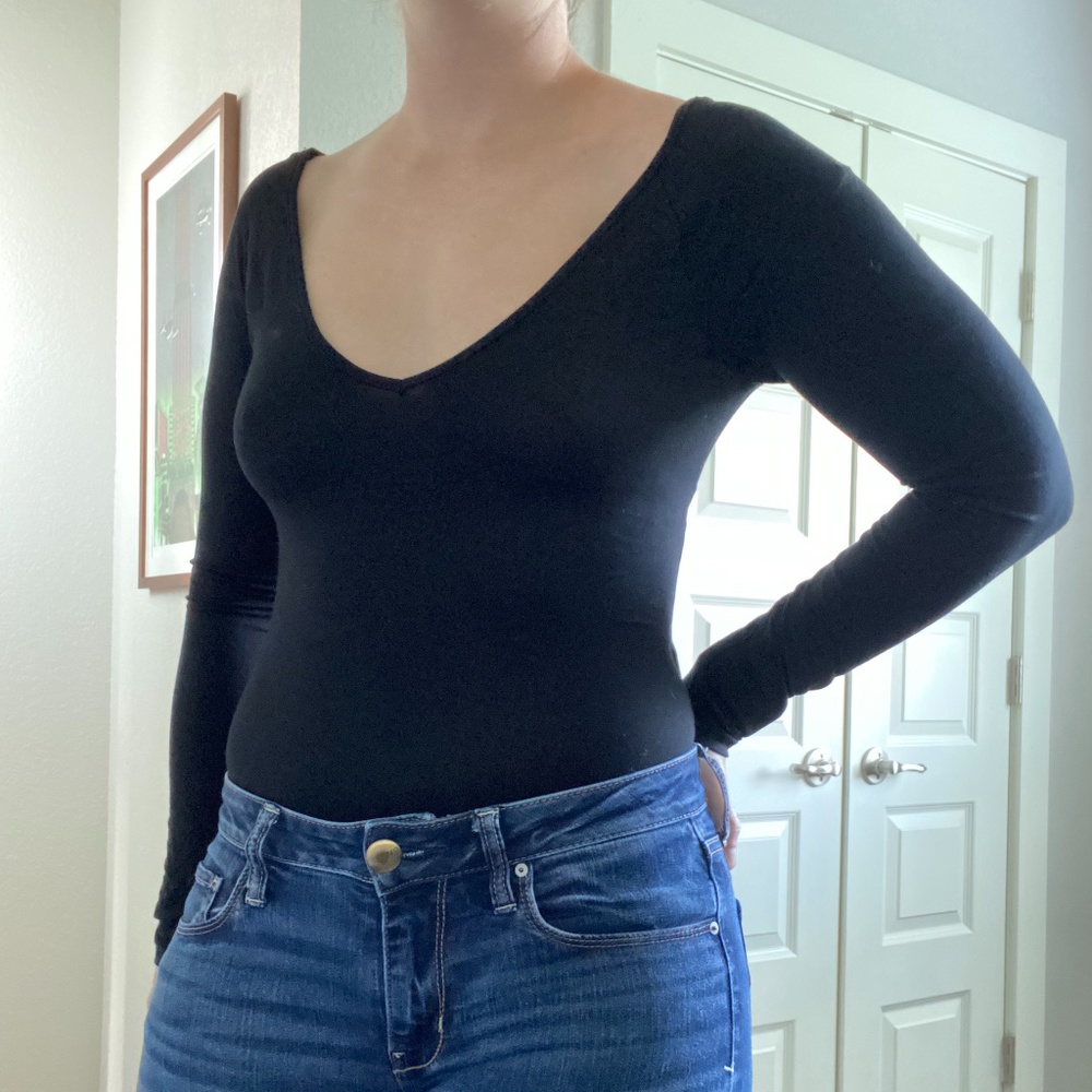 LUSH long sleeve criss cross back bodysuit